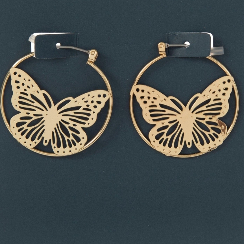 Hobby Lobby Gold Butterfly Disc Earrings